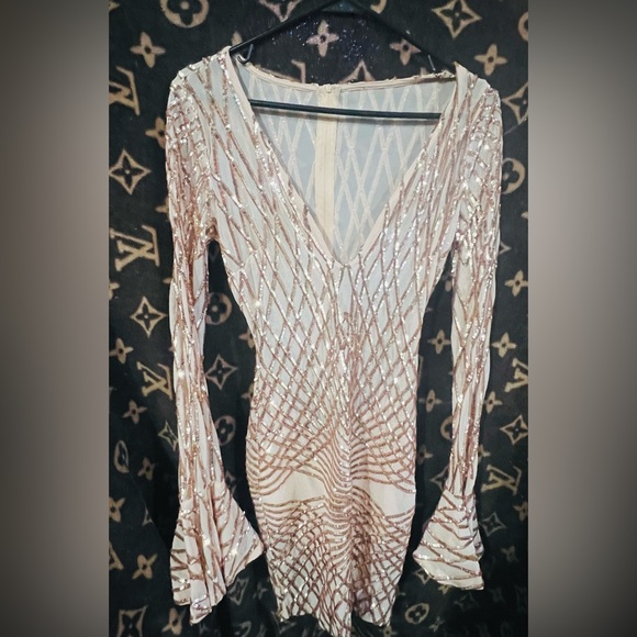 Javoni Dress sequin,mesh and sparkles dress size M gold - Picture 7 of 12